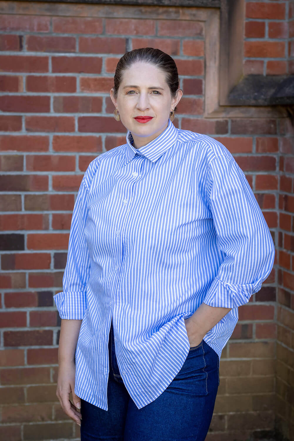 oversize designer blue stripe shirt