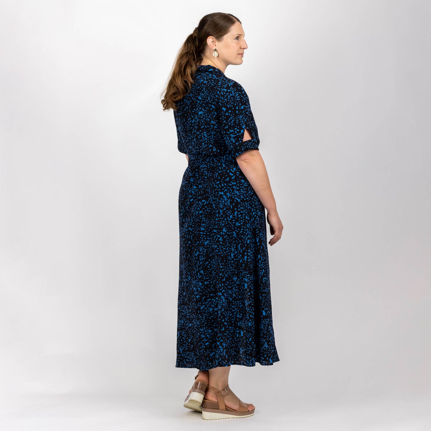 womens printed maxi shirt dress