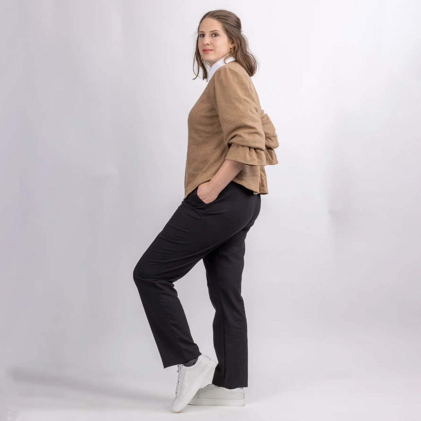 womens camel coloured wool jersey