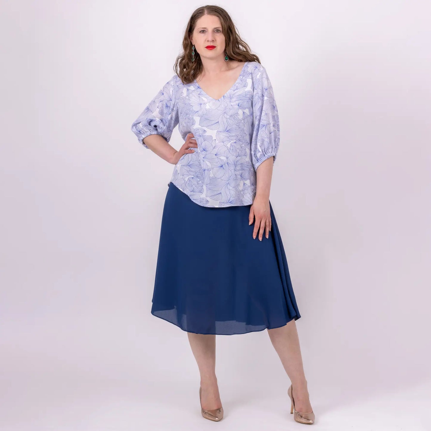 womens delicate floral v-neck top