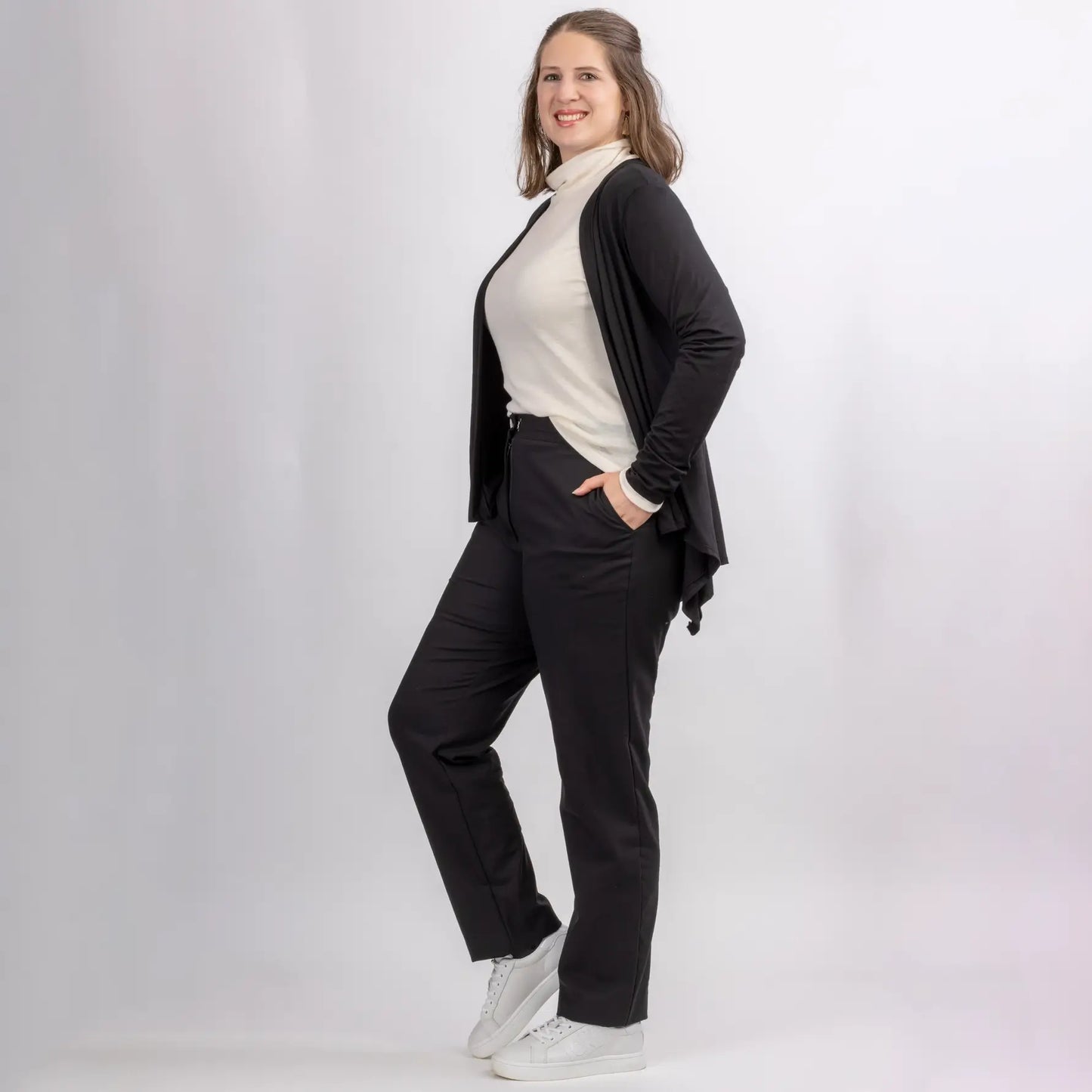 sustainable bamboo jersey ladies lightweight cardigan