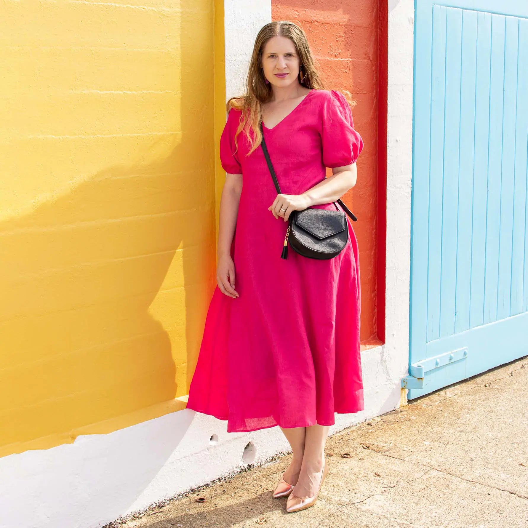Cassidy Hot Pink Linen Dress Cassidy Hot Pink Linen Dress