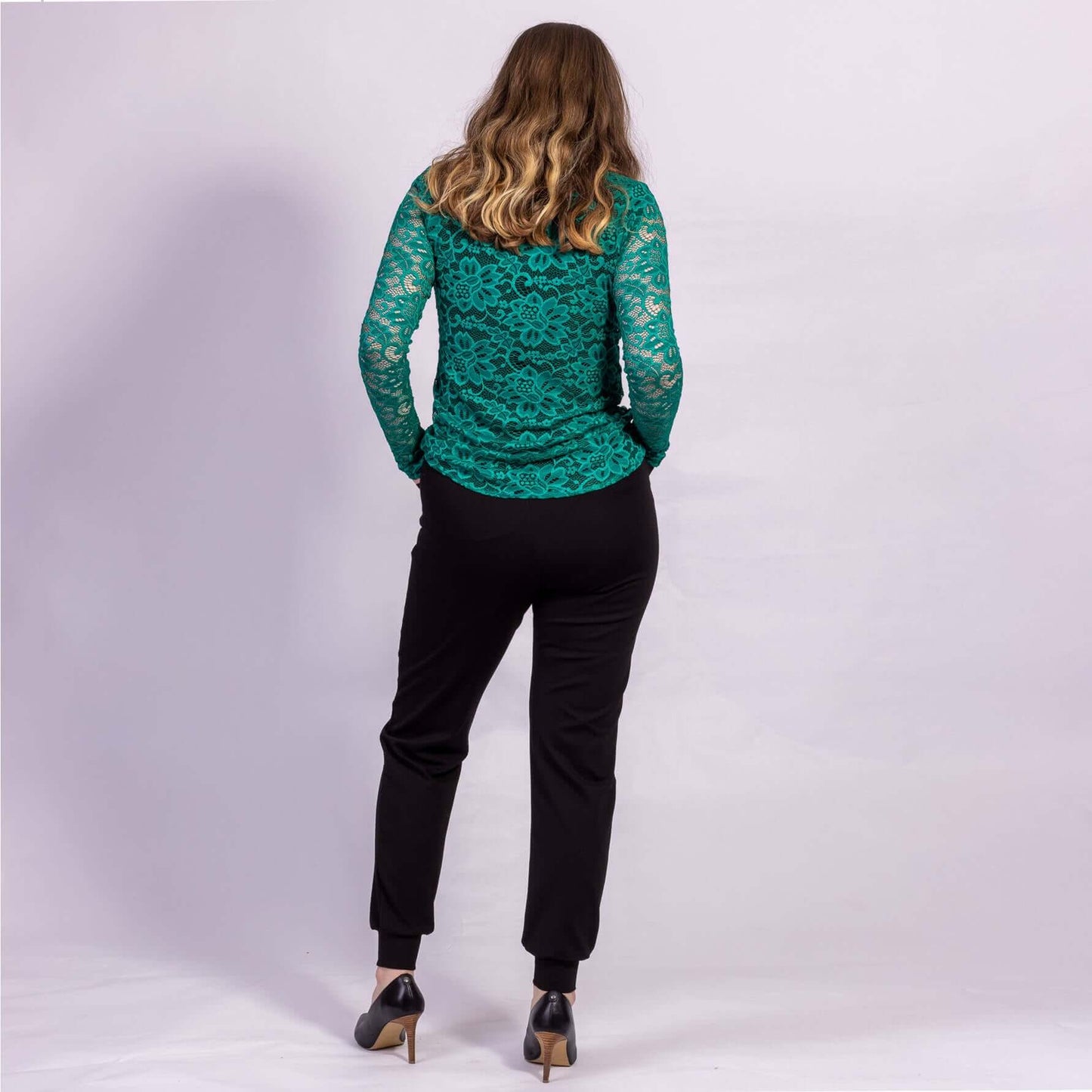green long sleeve lace top