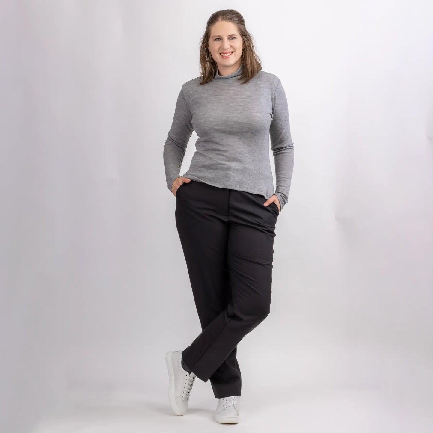 straight leg black wool tailored trouser