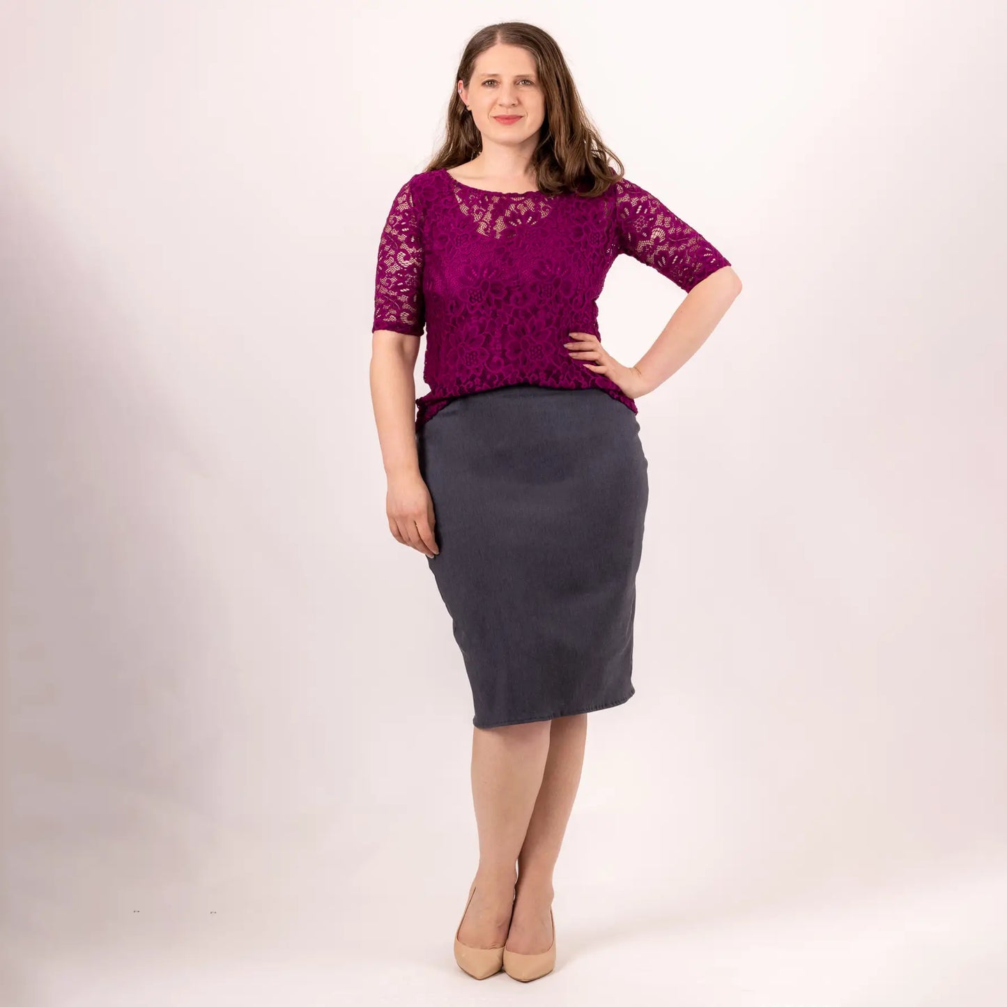 womens straight stretchy denim skirt