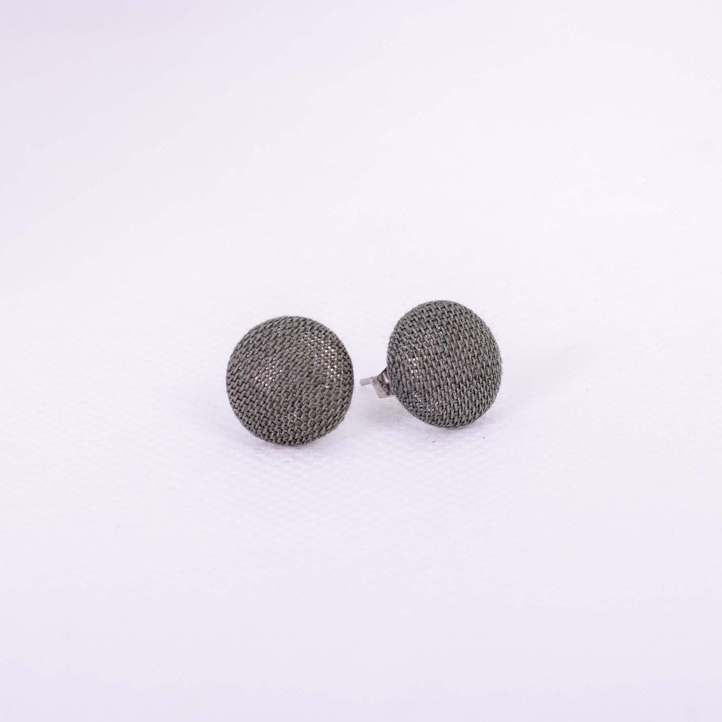 moss green linen button stud earrings from desiree