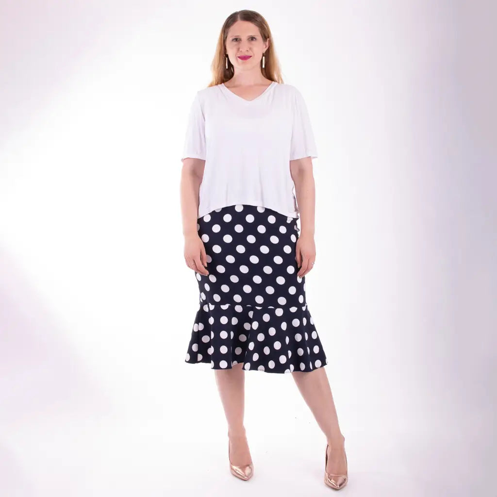 white bamboo jersey loose fit tee with v-neck