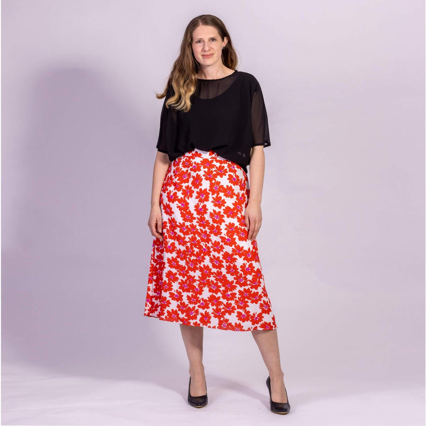 recycled chiffon top in black