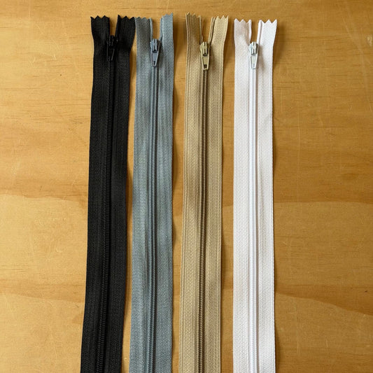 55cm dress zips in neutral colours