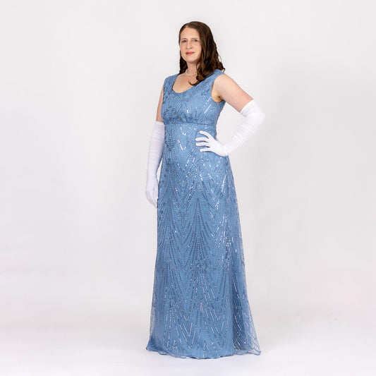 blue evening gown for black tie events