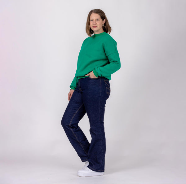 straight leg dark denim jeans