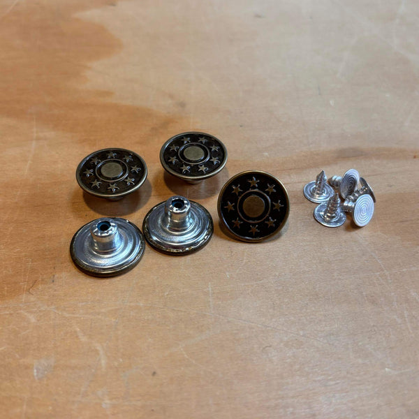 brass stars jeans buttons