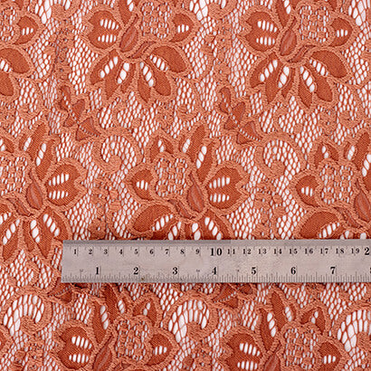 caramel floral stretch lace fabric