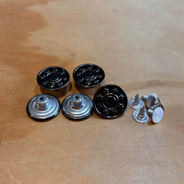 gunmetal grey stars patterned jeans buttons