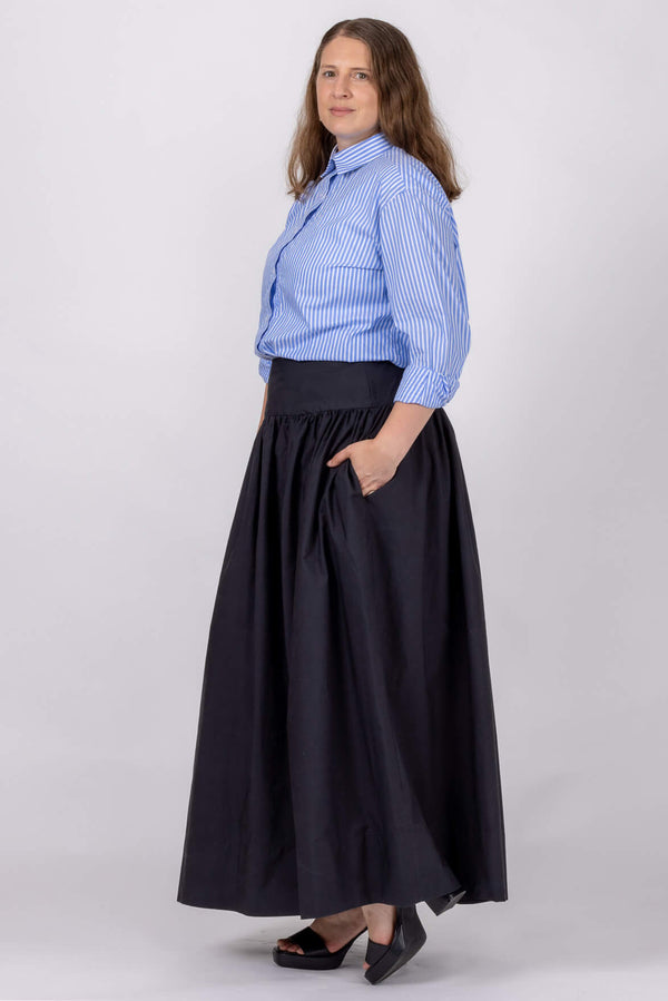 blue striped business shirt