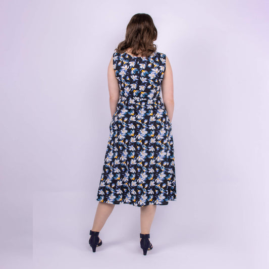 womens floral midi length dress