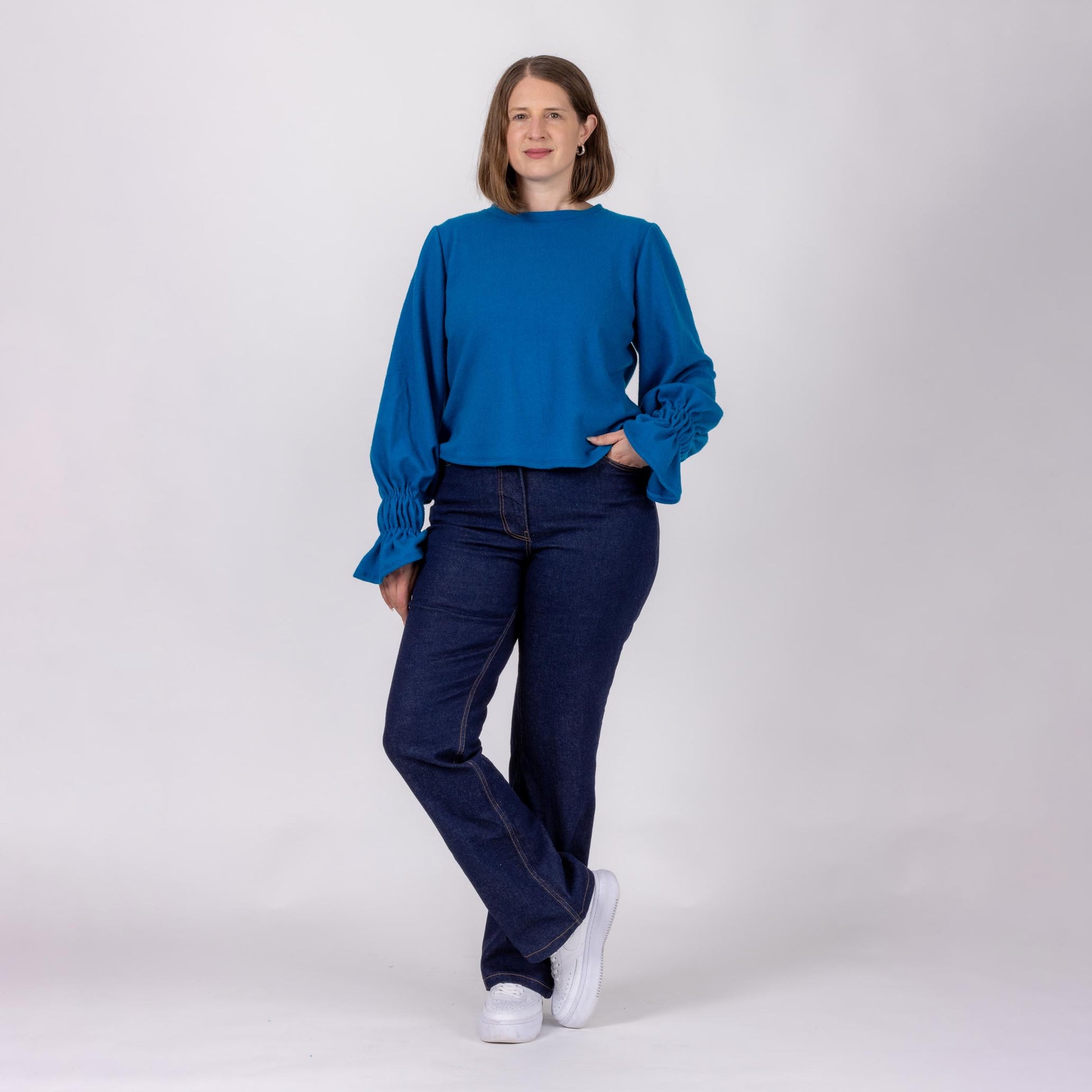 dark indigo straight leg cotton jeans