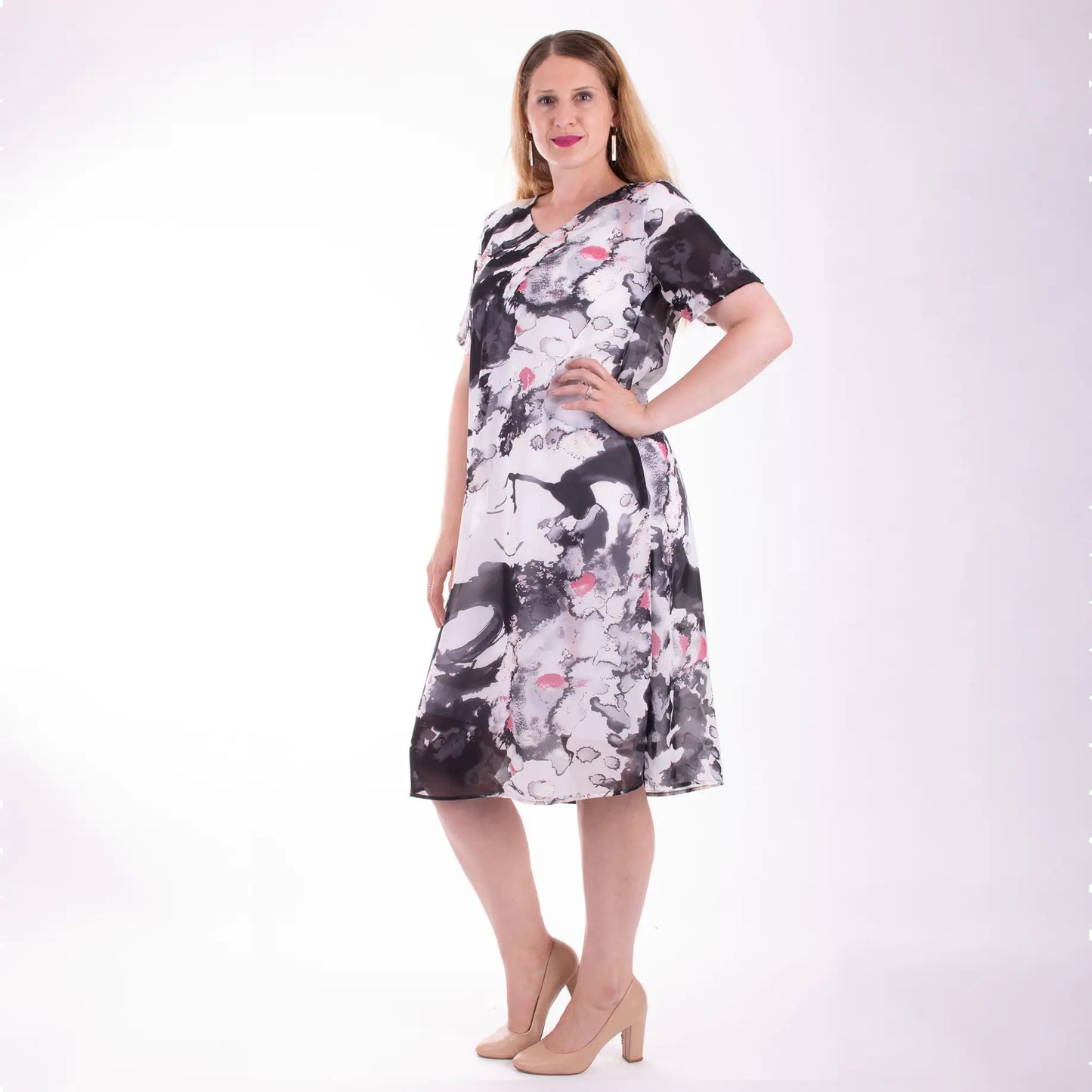 womens abstract print chiffon dress from clothing by desiree