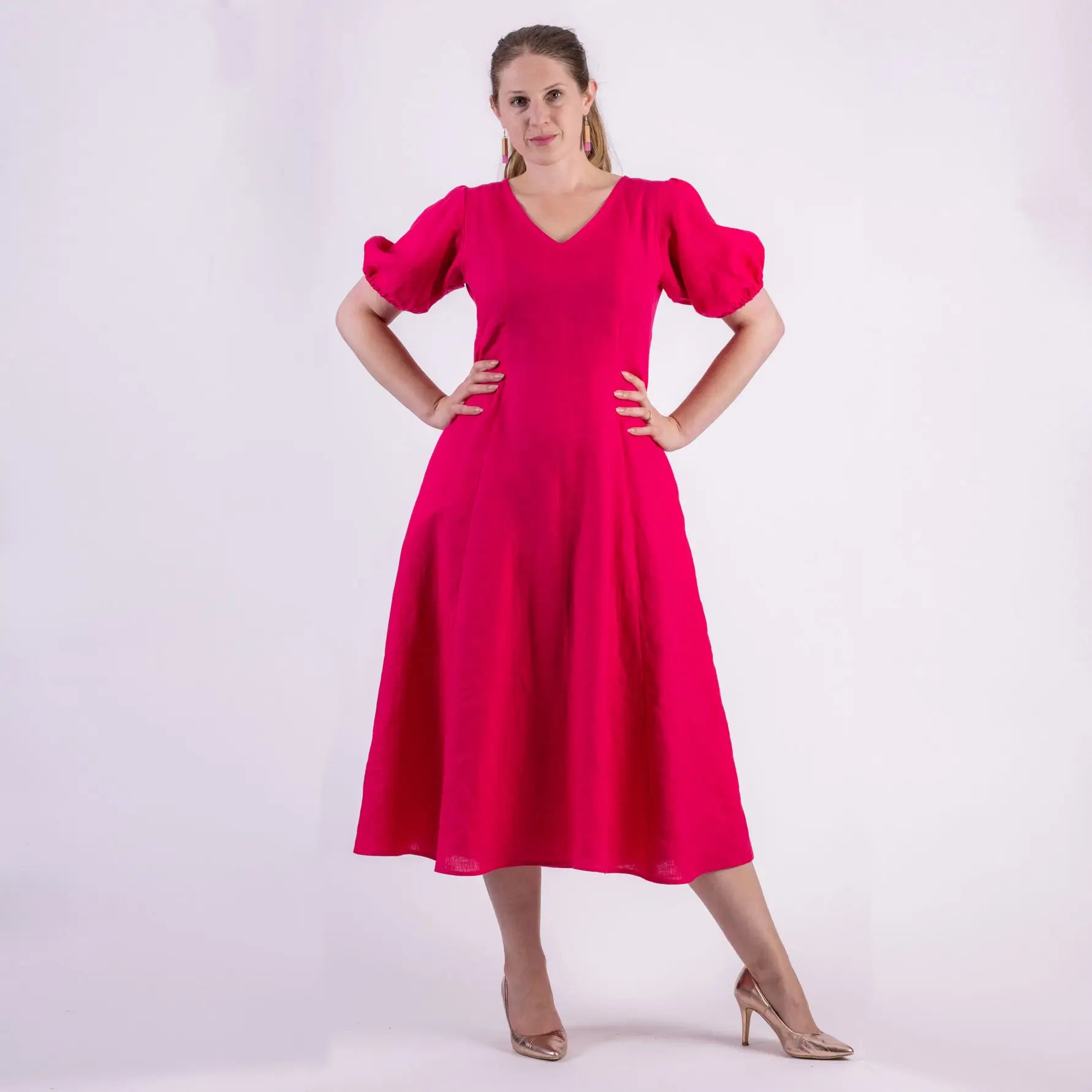 Cassidy Hot Pink Linen Dress Cassidy Hot Pink Linen Dress