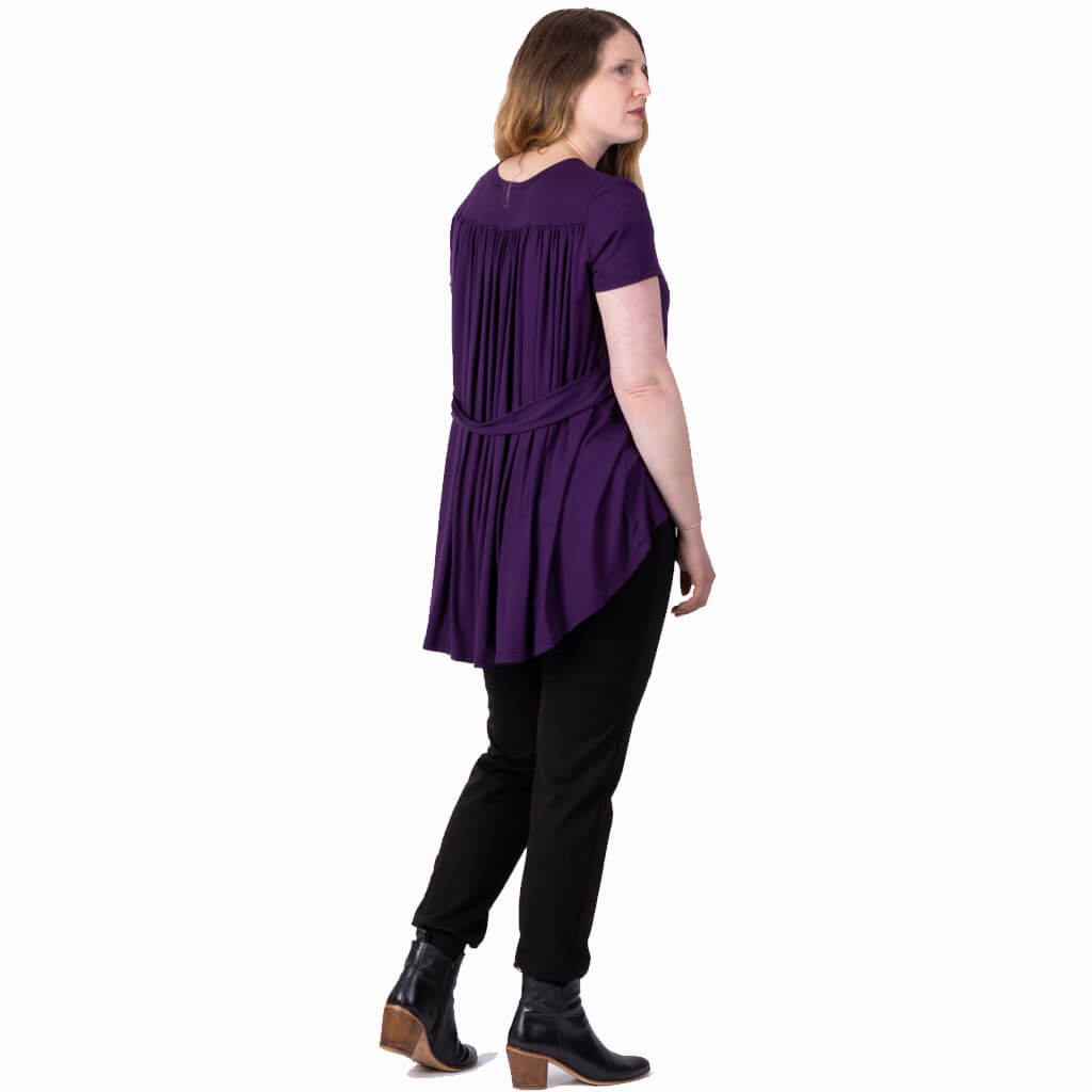 bamboo jersey knit top with gathered back detail