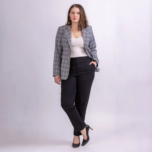 womens black wool tailored trouser with pockets
